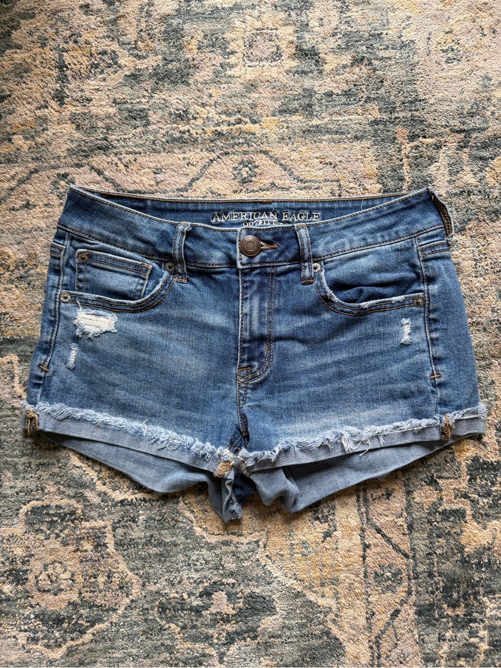 American Eagle Outfitters Blue Distressed Denim Cutoff Shorts